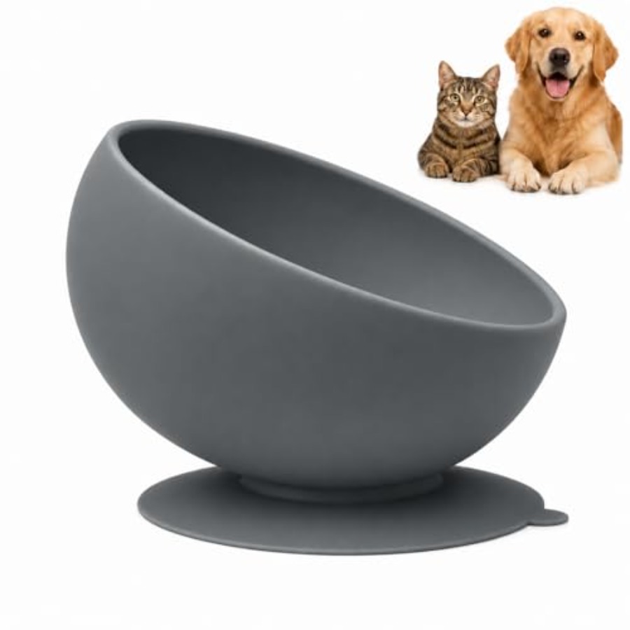 Silicone Suction Bowl - Silicone Slow Feeder Cat Bowl, Elevated
