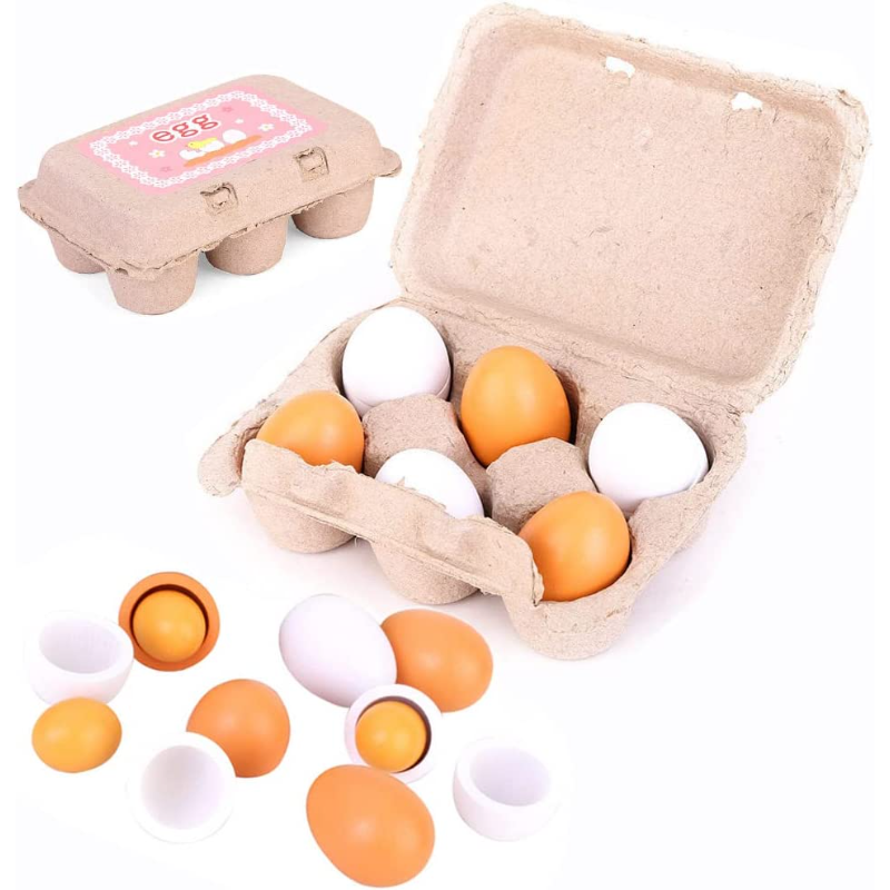 6pcs Wooden Eggs Toy Egg Kitch - Baby Food Cooking Set ulasan dan harga