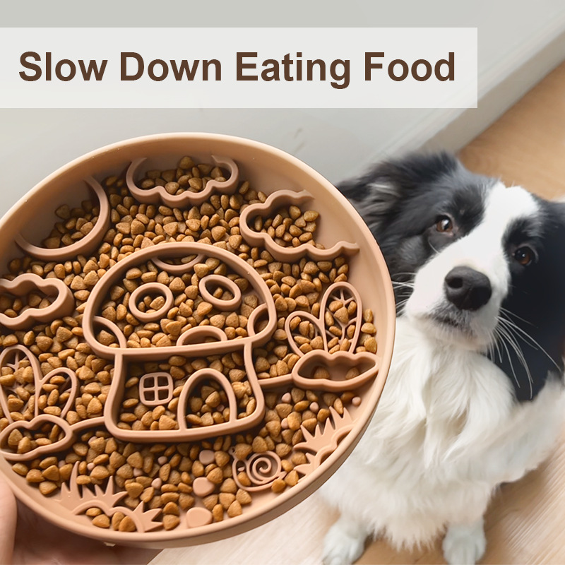 New Mushroom Dog Slow Food Bow - Silicone Suction Bowl ulasan dan harga