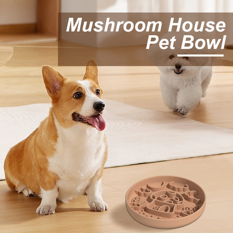 New Mushroom Dog Slow Food Bow - Silicone Suction Bowl ulasan dan harga