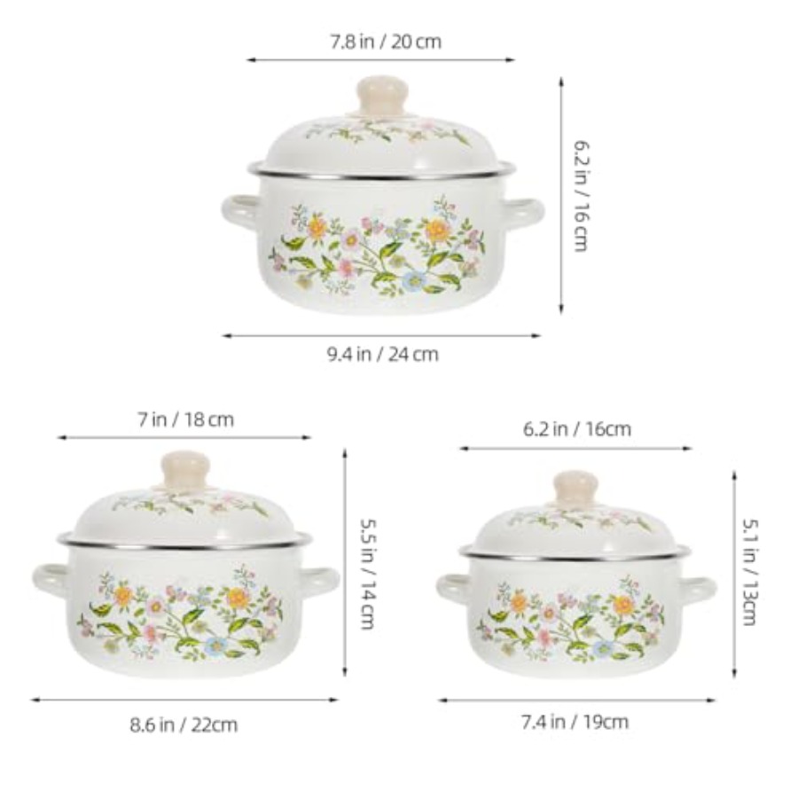 3-Piece Mini Enamel Soup Pot S - Baby Food Cooking Set ulasan dan harga