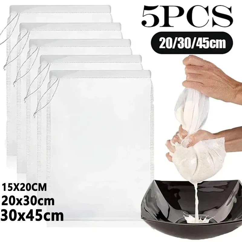 1/3/5Pcs Reusable Nut Milk Bag - Baby Food Strainer ulasan dan harga