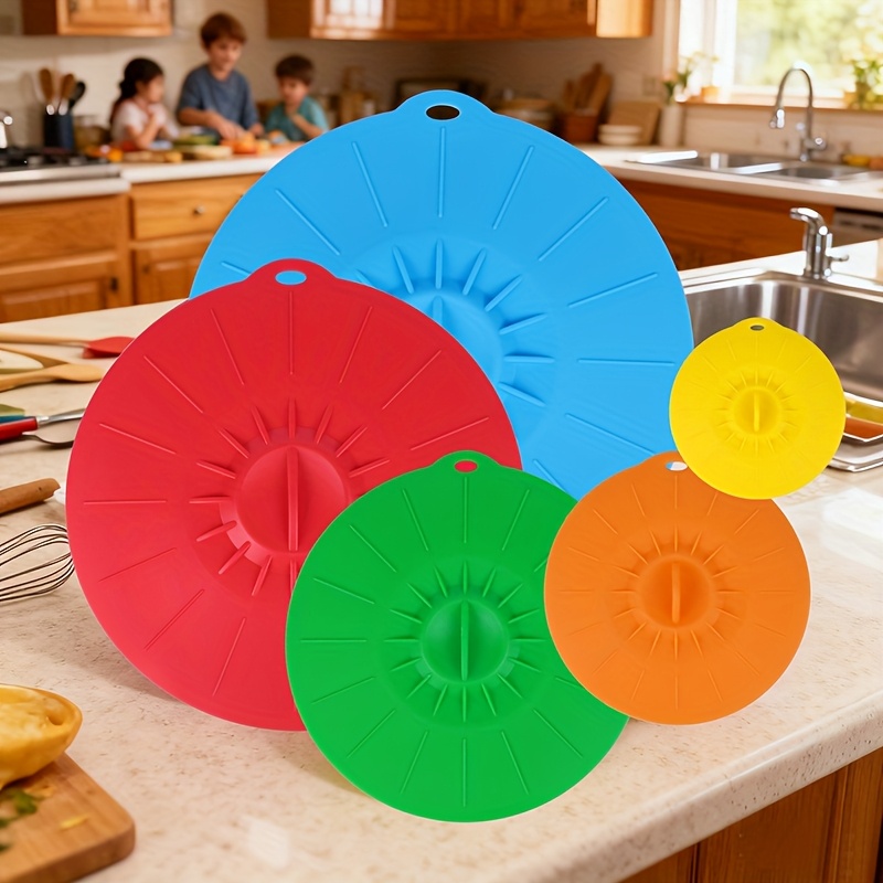 5-Piece Silicone Lids, Heat-Re - Silicone Suction Bowl ulasan dan harga