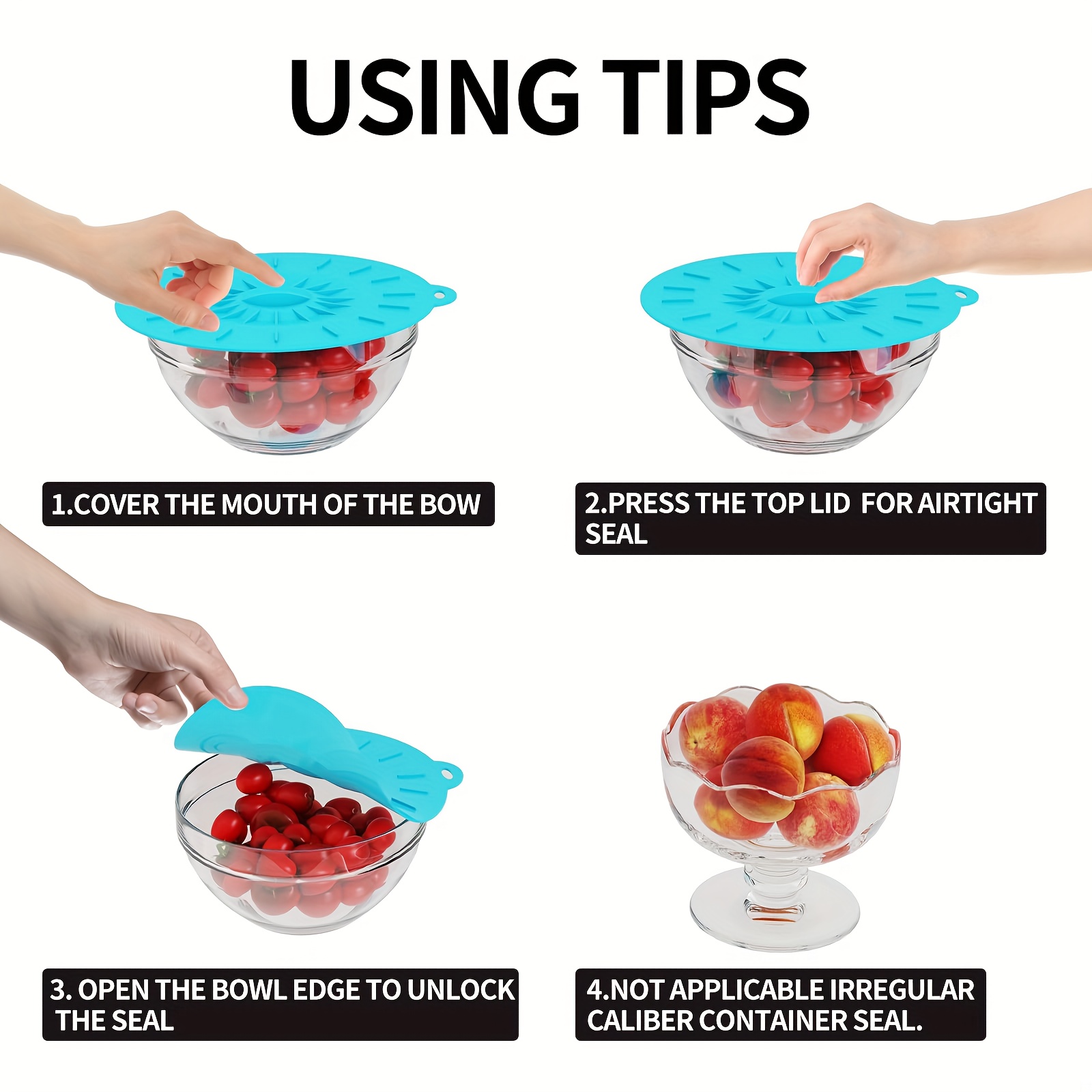 5-Piece Silicone Lids, Heat-Re - Silicone Suction Bowl ulasan dan harga